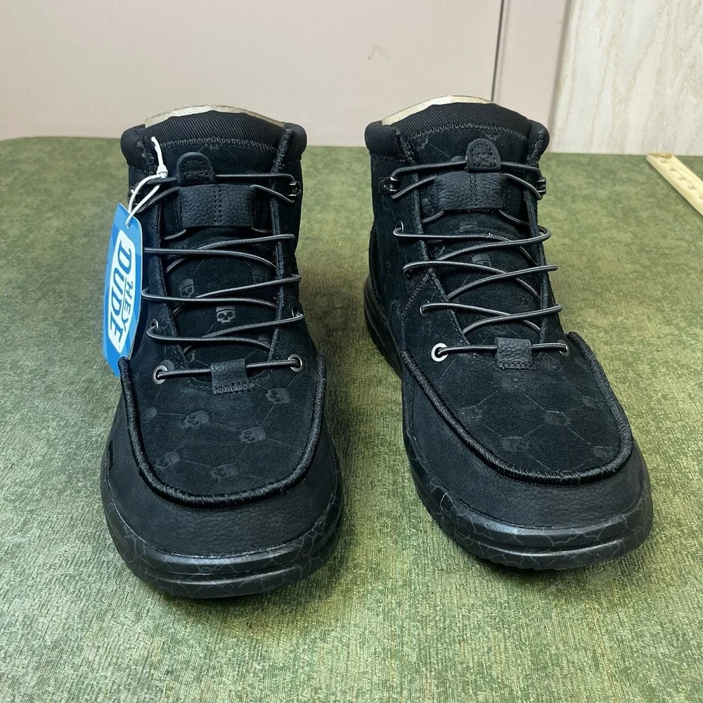 Size‎ 11-Jelly Roll Hey Dude Suede Bradley Boot Black Skull Print Brand New